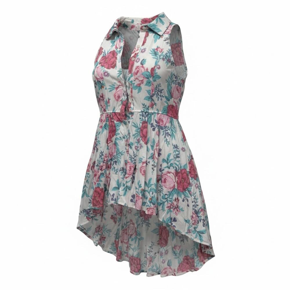 Torrid High Low Collar Sleeveless Blouse Floral Size 0